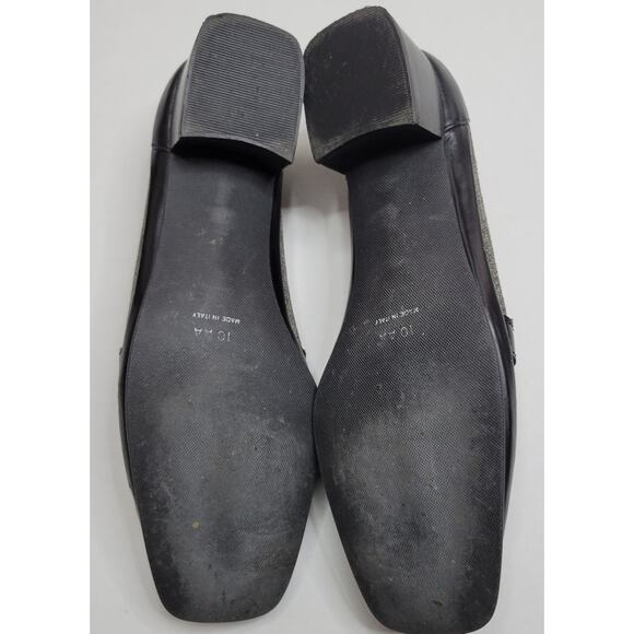 Rangoni Gray Black Leather Fabric Slip On Loafer Heel Pumps Womens 10 AA Italian - Picture 7 of 7